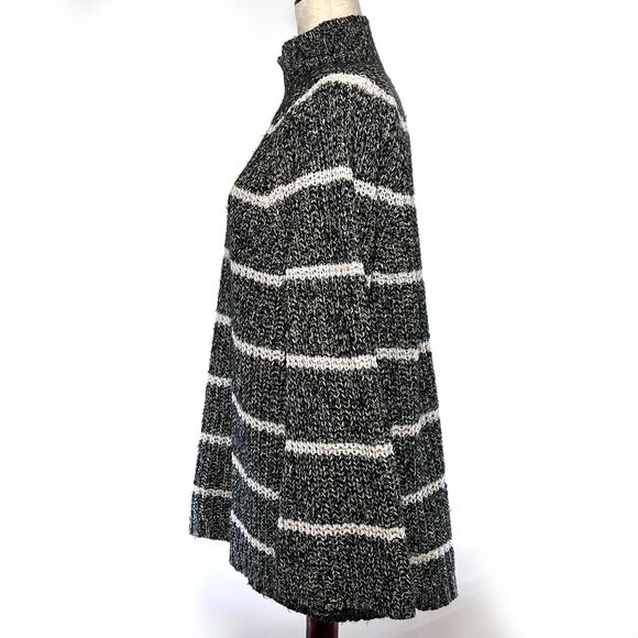 Chaps XL Chunky Knit Mock Neck Sweater Black White - Picture 2 of 8